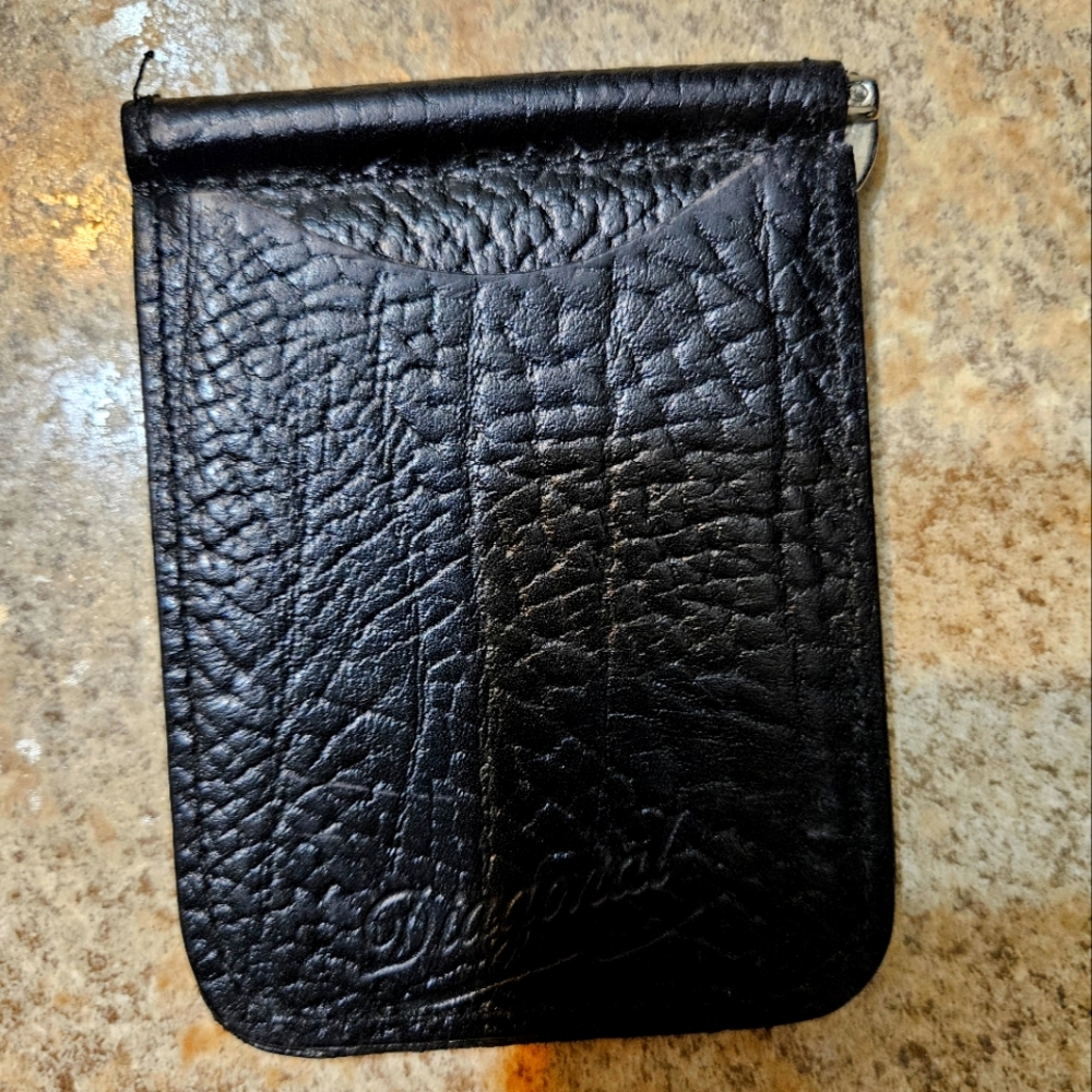 HANDMADE Black Leather Moneyclip Cardclip Wallet